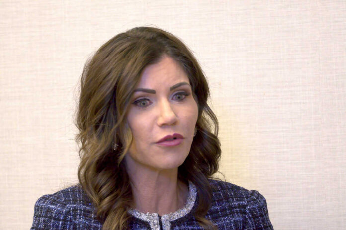 South,Dakota,Governor,Kristi,Noem,Is,Interviewed,For,Local,Television