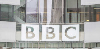 BBC headquarters building exterior with logo displayed.