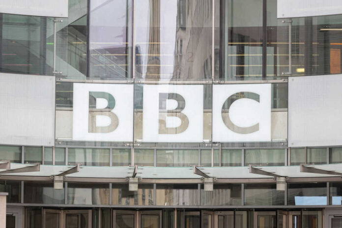 BBC headquarters building exterior with logo displayed.