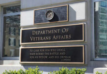 Department of Veterans Affairs building exterior sign