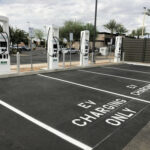 EV charging station with parking spaces marked only