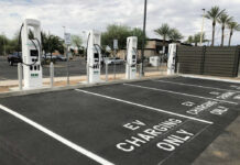 EV charging station with parking spaces marked only