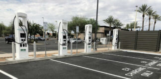 EV charging station with parking spaces marked only