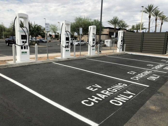 EV charging station with parking spaces marked only