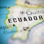 Close-up of a map highlighting Ecuador