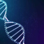 DNA helix structure on a dark background