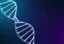 DNA helix structure on a dark background