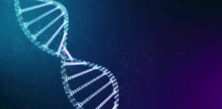 DNA helix structure on a dark background