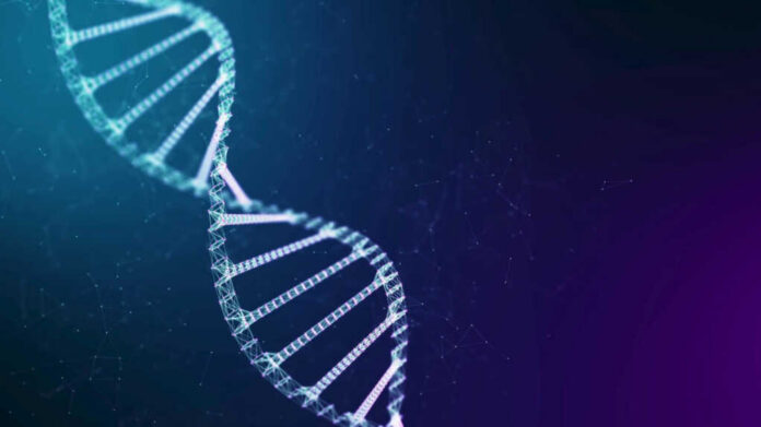 DNA helix structure on a dark background