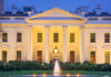 The White House illuminated at night