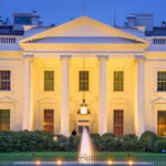 The White House illuminated at night