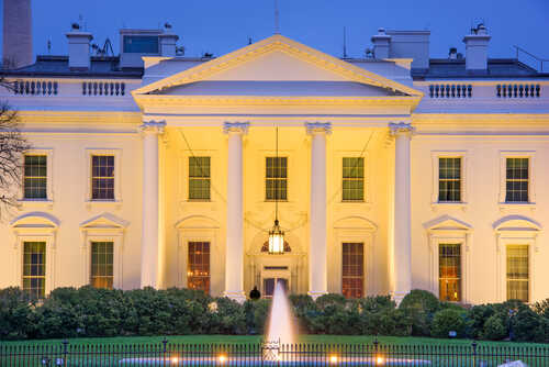 The White House illuminated at night