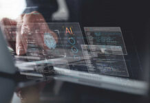 AI Influencers Booming—But At What Cost? Hands typing on laptop with AI and code overlays