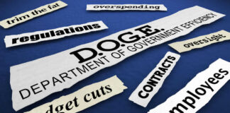 Budget and efficiency related words on torn paper strips