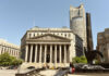 Secret Chinese Police HQ EXPOSED in NYC! Neoclassical courthouse with tall columns and nearby modern tower
