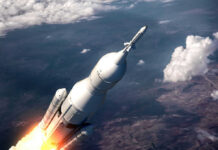 Billionaire Bet Supercharges SpaceX Rocket launching above the Earth.