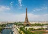 Paris Blames America For Deadly Heat Aerial view of the Eiffel Tower in Paris with the Seine River and cityscape