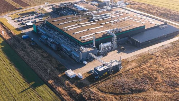 High,Tech,Data,Center,Facility,Aerial,View Aerial view of a large industrial facility with various structures and equipment