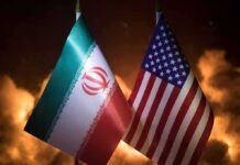 Iran and United States flags side by side