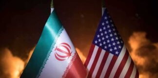 Iran and United States flags side by side