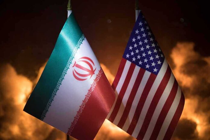 Iran and United States flags side by side