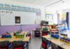 New York’s Bathroom Rules Face a Challenge Elementary classroom with arranged desks and colorful supplies
