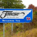 Tennessee welcome road sign by roadside