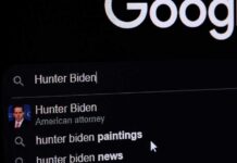 Hunter Laptop Whiplash: Top Brass Cornered computer screen showing a search engine query with suggestions