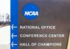 Judge’s Ruling Stuns NCAA Fight NCAA sign at facility entrance